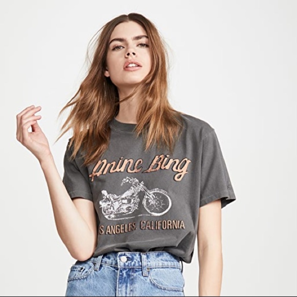 Anine Bing Lili Gun Powder Motorcycle Tee